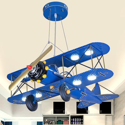 Contemporary Creative Kids Aircraft Hardware Acrylic LED Chandelier For Bedroom