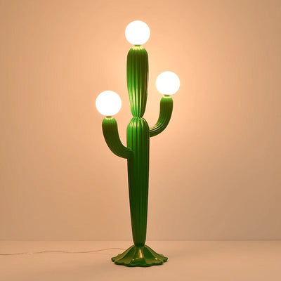 Contemporary Creative Cactus Resin Glass 3-Light Standing Floor Lamp For Living Room