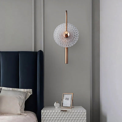 Modern Minimalist Round Stainless Steel Glass LED Wall Sconce Lamp For Bedroom