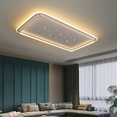 Modern Minimalist Geometric Rectangular Iron LED Flush Mount Ceiling Light For Living Room