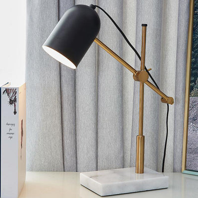 Contemporary Scandinavian Cylinder Marble Base Hardware 1-Light Table Lamp For Bedroom