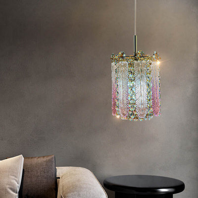 Modern Creative Crystal Cylinder 1-Light Pendant Light For Living Room