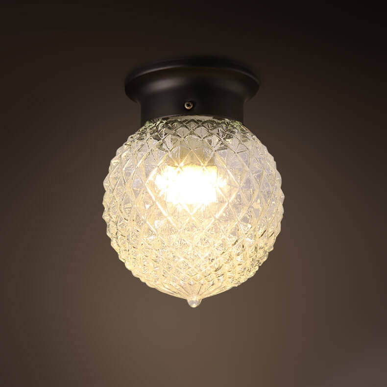 Modern Minimalist Creative Glass Sphere 1-Light Semi-Flush Mount Ceiling Light