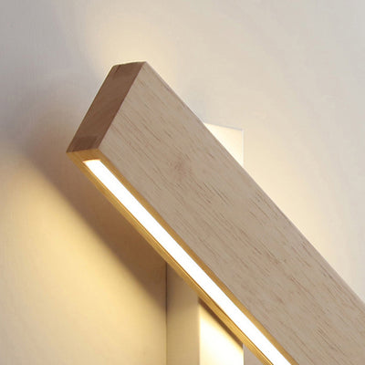 Contemporary Scandinavian Wooden Acrylic Linear LED Wall Sconce Lamp For Bedroom