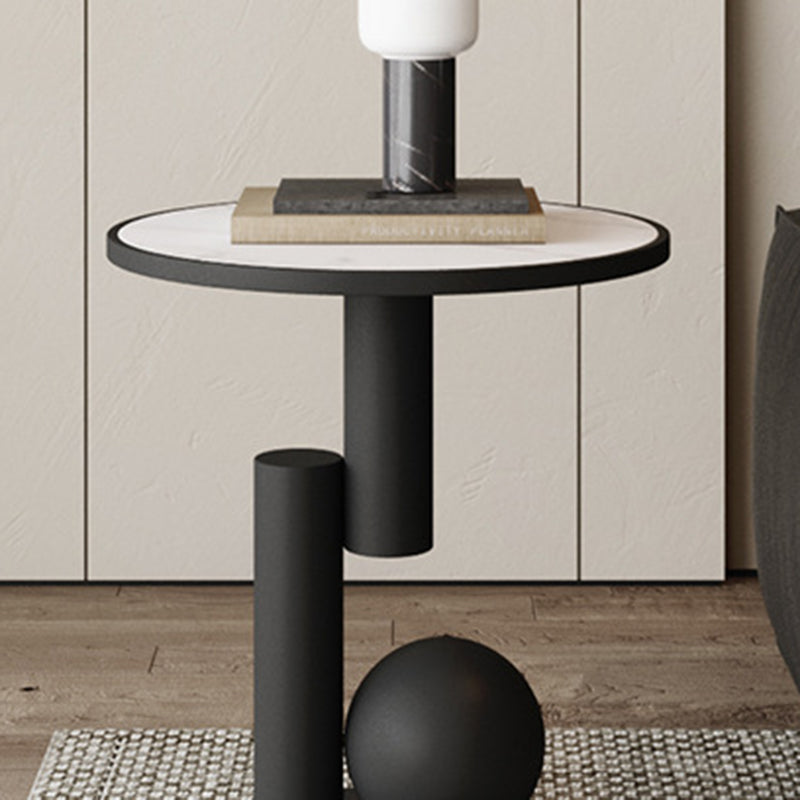 Contemporary Scandinavian Geometric Cylinder Sintered Stone Side Table For Living Room