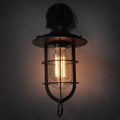 Contemporary Industrial Iron Glass Houseboat Design 1-Light Wall Sconce Lamp For Dining Room