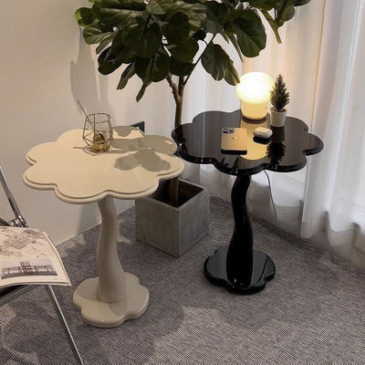 Contemporary Nordic Petal Shape Wood Iron Side Table For Living Room