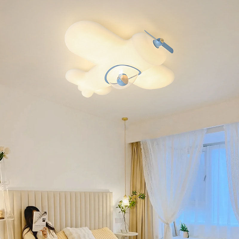 Modern Simplicity Kids Plane Iron PE LED Flush Mount Ceiling Light For Bedroom