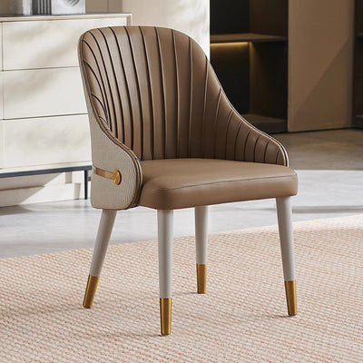 Modern Minimalist Square Pleated Leather Metal Foam Dining Chair Four Legs Backrest For Dining Room