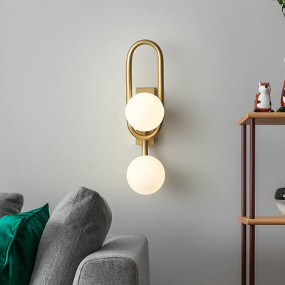 Lampe murale moderne de luxe simple en fer doré à 2 lumières avec haricots magiques 