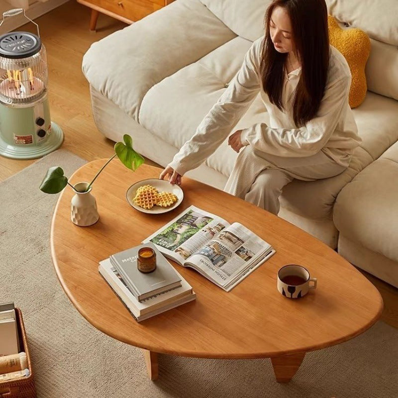 Traditional Japanese Triangle Rubber Wood Coffee Table For Living Room