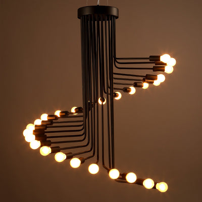 Contemporary Retro Iron Metal Helical 16/26 Light Chandelier For Entryway