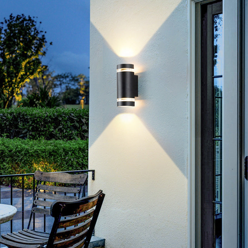 Contemporary Industrial Waterproof Aluminum Cylinder LED Up And Down Luminous Spotlight Wall Sconce Lamp For Outdoor Patio