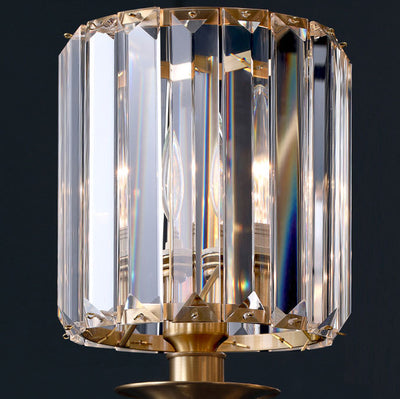 French Light Luxury Crystal Copper Cylinder 1-Light Wall Sconce Lamp