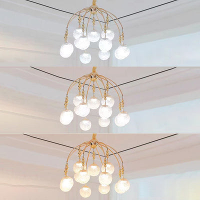 Traditional French Branching Magic Bean Orb Glass Hardware LED Chandelier For Bedroom