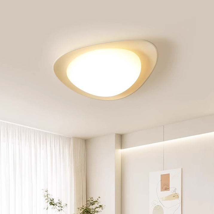 Modern Minimalist Cobblestone Elliptical Resin PE LED Flush Mount Ceiling Light For Bedroom