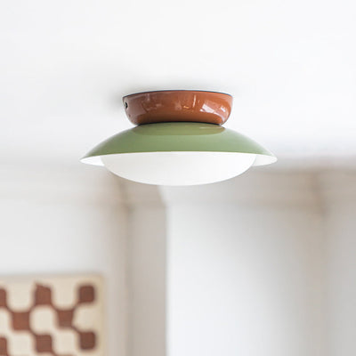 Zeitgenössische skandinavische Macaron geometrische Halbkreis Schatten LED Semi-Flush Mount Deckenleuchte für Wohnzimmer 