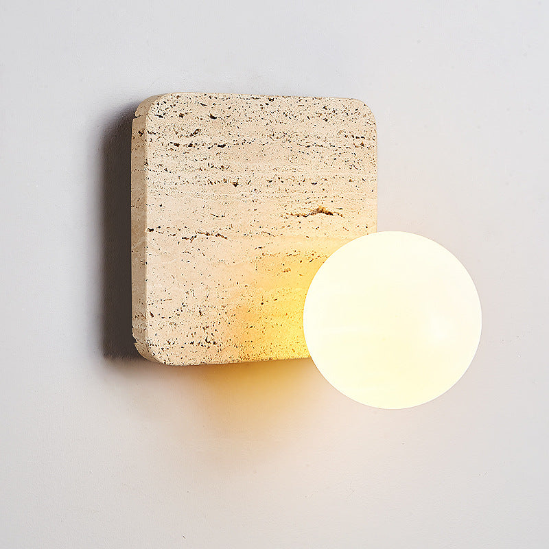 Modern Minimalist Square Stone Glass 1-Light Wall Sconce Lamp For Bedroom