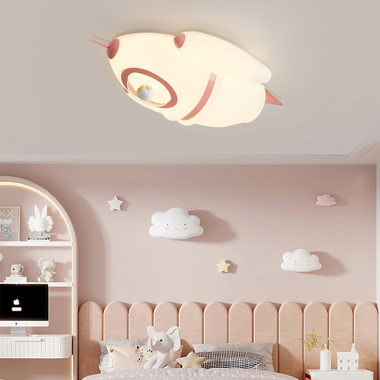 Contemporary Creative Kids Rocket Iron Plastic LED Flush Mount Ceiling Light For Bedroom