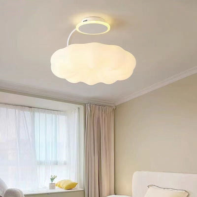 Modern Simplicity Cream PE Cloud Pumpkin Shade Iron LED Kids Pendant Light For Bedroom