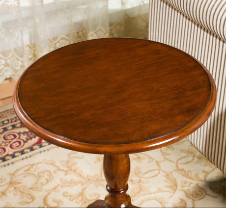 Traditional European Round Wood Tripod Base End Table For Living Room