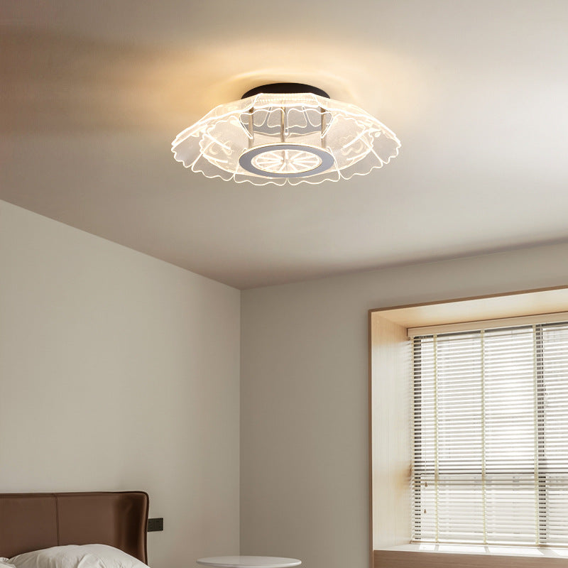 Modern Luxury Iron Stainless Steel Acrylic Flower Round LED Semi-Flush Mount Ceiling Light For Bedroom