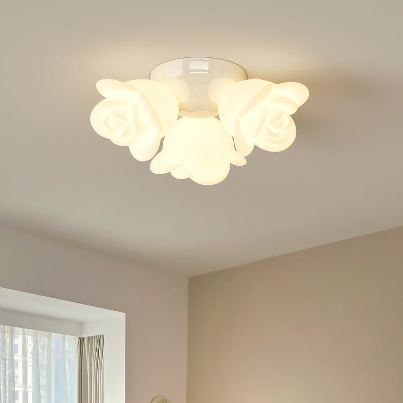 Contemporary Creative Rose Orb PE Iron LED Flush Mount Ceiling Light For Living Room