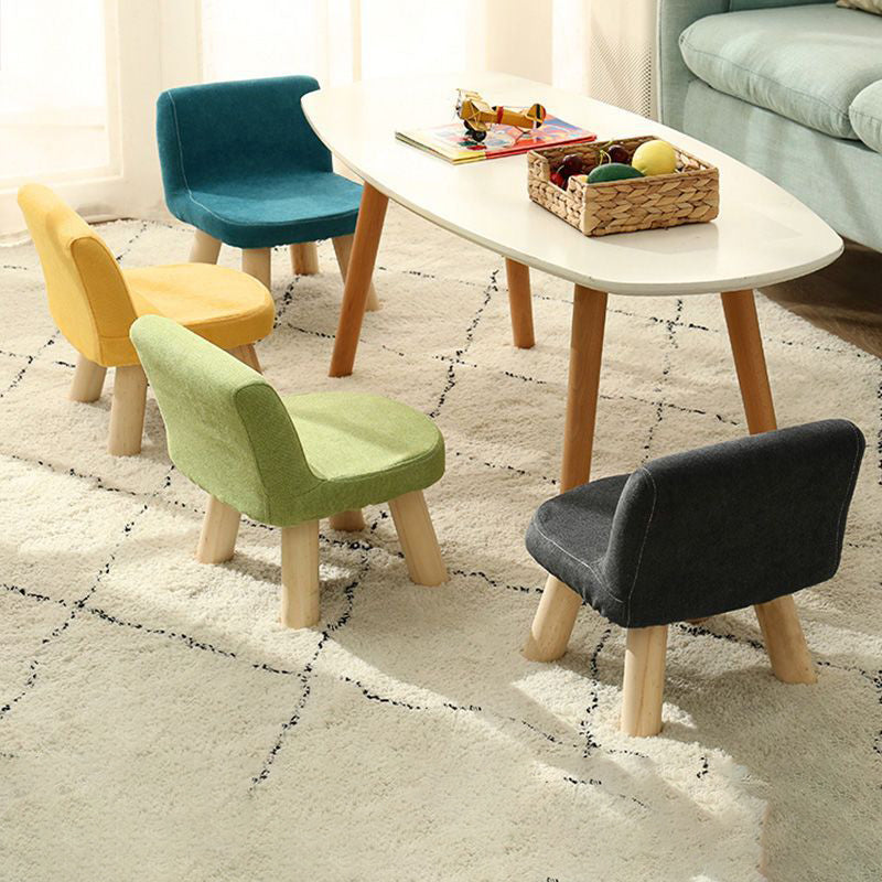 Contemporary Creative Square Cotton Linen Solid Wood Chair Backrest Armless For Living Room