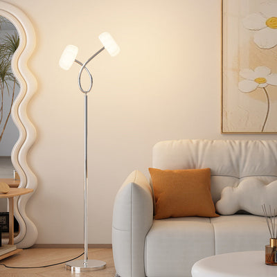 Contemporary Creative Crossed Flowers Iron Plastic LED Standing Floor Lamp For Living Room