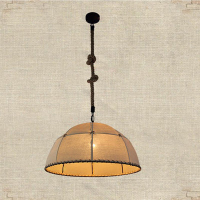 Traditional Rustic Fabric Semicircle Lampshade 1-Light Pendant Light For Dining Room