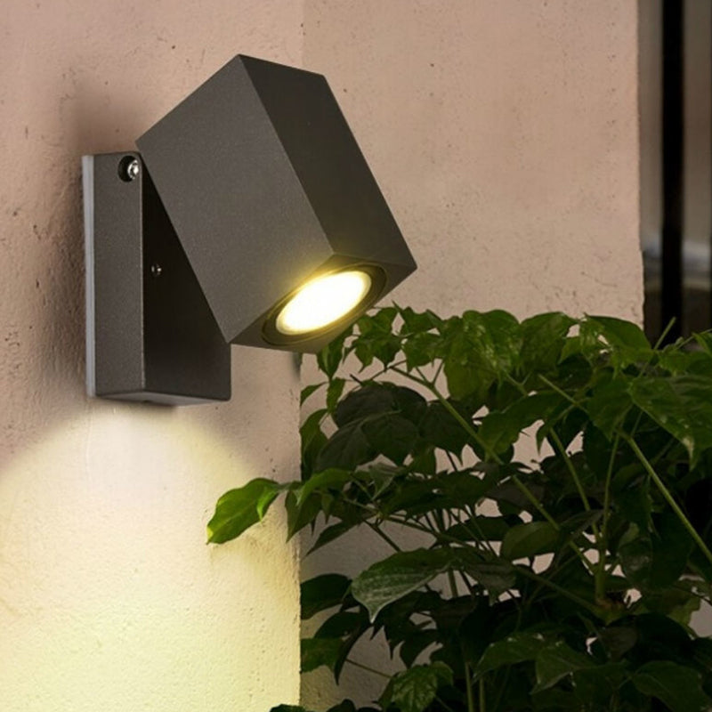 Modern Simplicity Waterproof Adjustable Angle Square Aluminum LED Wall Sconce Lamp For Outdoor Patio