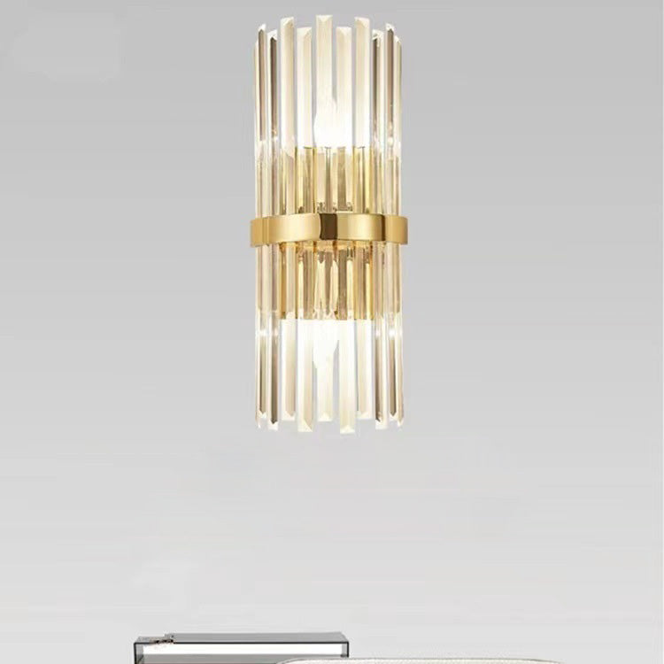 Contemporary Luxury Crystal Strip Stainless Steel 1-Light Wall Sconce Lamp For Bedroom