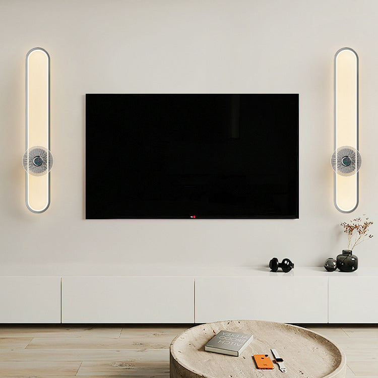 Modern Minimalist Long Oval Hardware Aluminum LED Wall Sconce Lamp For Living Room