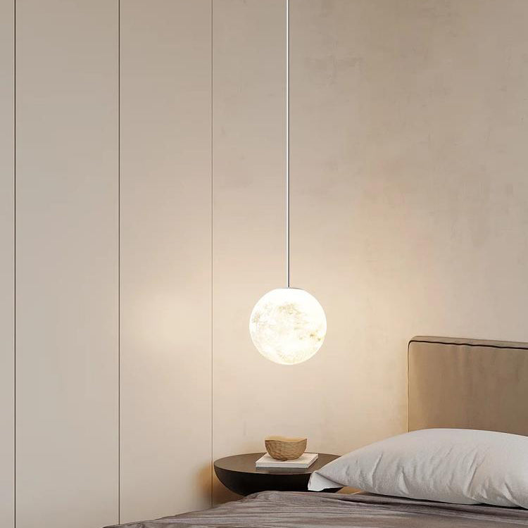 Moderne minimalistische Astronaut Mond Eisen Harz LED Pendelleuchte für Schlafzimmer 