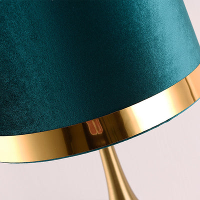 Modern Luxury Green Fabric Cover Iron Base 1-Light Table Lamp For Home Office