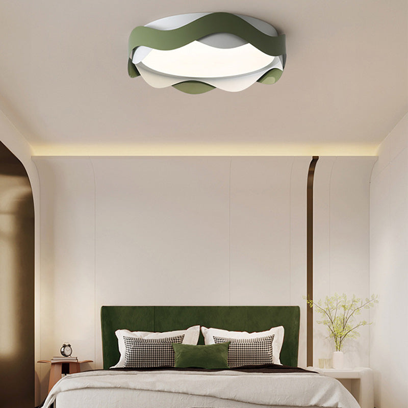 Contemporary Creative Iron Acrylic Wavy Edge LED Flush Mount Ceiling Light For Living Room