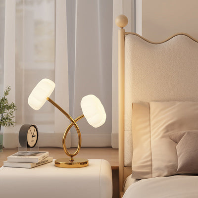 Contemporary Creative Crossed Flowers Iron Plastic LED Table Lamp For Bedroom