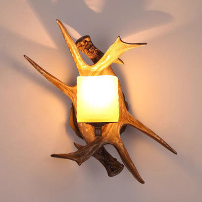 Contemporary Creative Resin Imitation Antler Glass Shade 1-Light Wall Sconce Lamp For Living Room