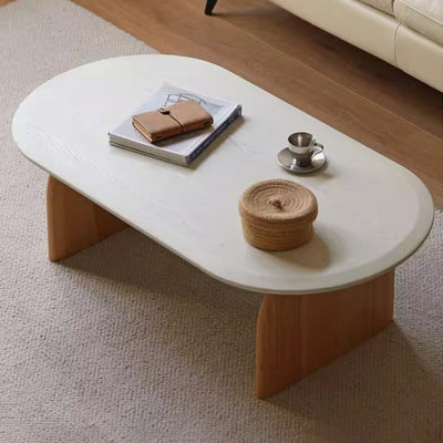 Modern Minimalist Solid Wood Round Edge Rectangular Coffee Table For Living Room