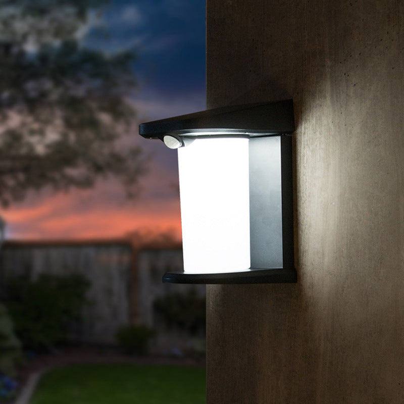 Modern Minimalist Waterproof Solar Cylinder PC ABS LED Outdoor Wall Sconce Lamp For Garden