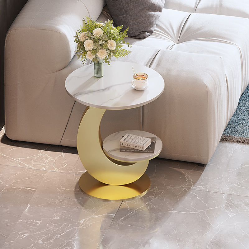 Contemporary Luxury Round Sintered Stone Top Coffee Table For Living Room