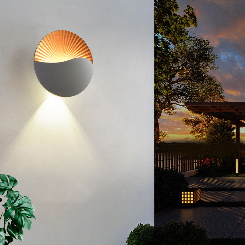 Modern Minimalist Waterproof Round Shell Aluminum LED Outdoor Wall Sconce Lamp For Garden