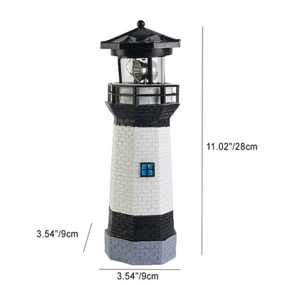 Contemporary Creative Solar Waterproof Lighthouse Resin LED Outdoor Light For Garden