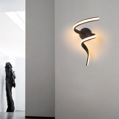 Contemporary Creative Spiral Iron Aluminium Silicone LED Wall Sconce Lamp For Living Room