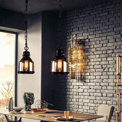 Contemporary Industrial Glass Gourd-Shaped 1-Light Pendant Light For Dining Room