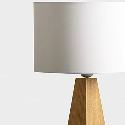 Contemporary Creative Cylindrical Prismatic Table Solid Wood Fabric 1-Light Table Lamp For Bedroom