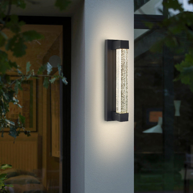 Modern Minimalist Waterproof Rectangle Aluminum Iron Glass LED Outdoor Wall Sconce Lamp For Garden