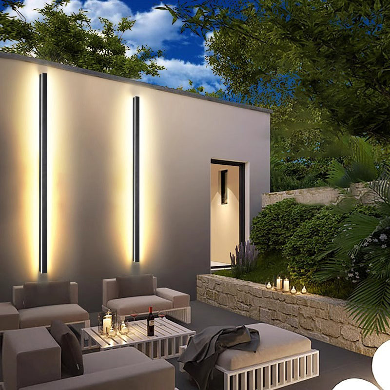 Modern Minimalist Long Rectangular Aluminum Acrylic LED Wall Sconce Lamp For Garden