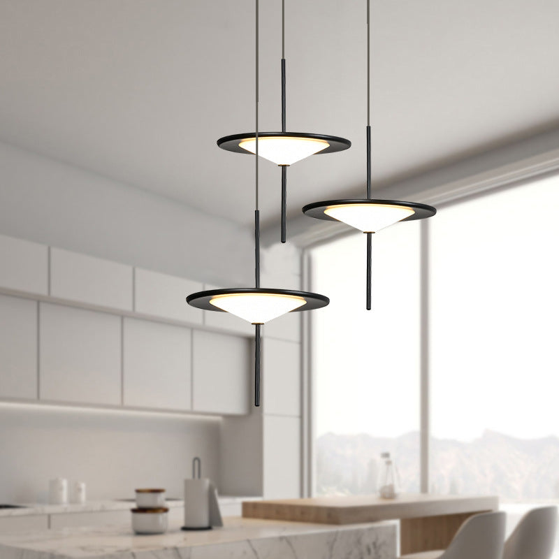 Contemporary Nordic Acrylic Flying Saucer Shade Hardware LED Pendant Light For Living Room