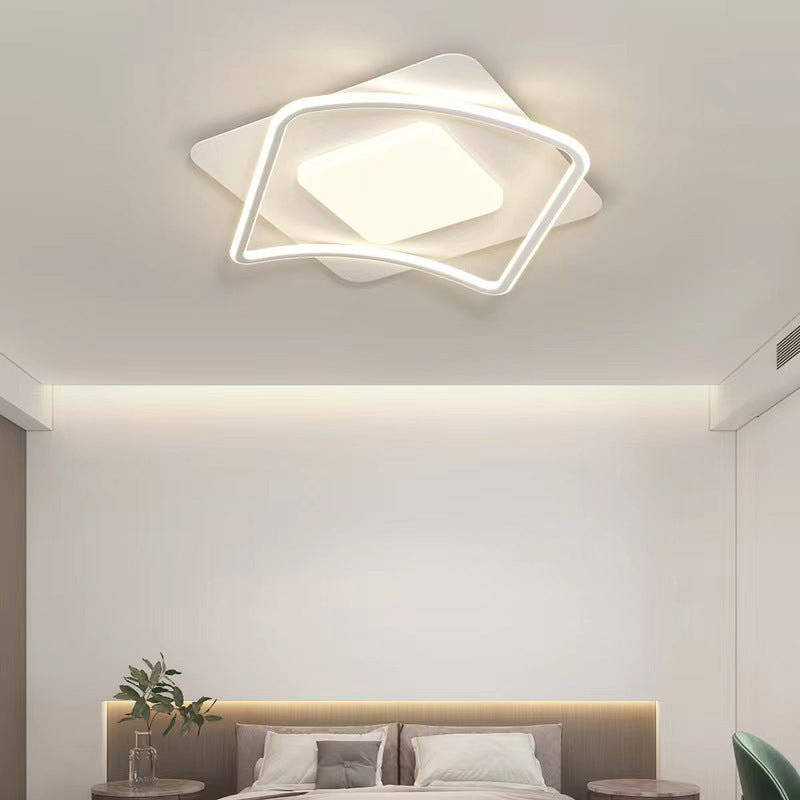 Contemporary Creative Square Round Iron PVC LED Flush Mount Ceiling Light For Living Room